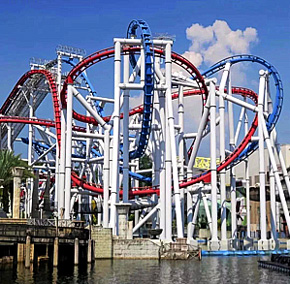 Sci-fi Zone roller coaster at Universal Studios Singapore